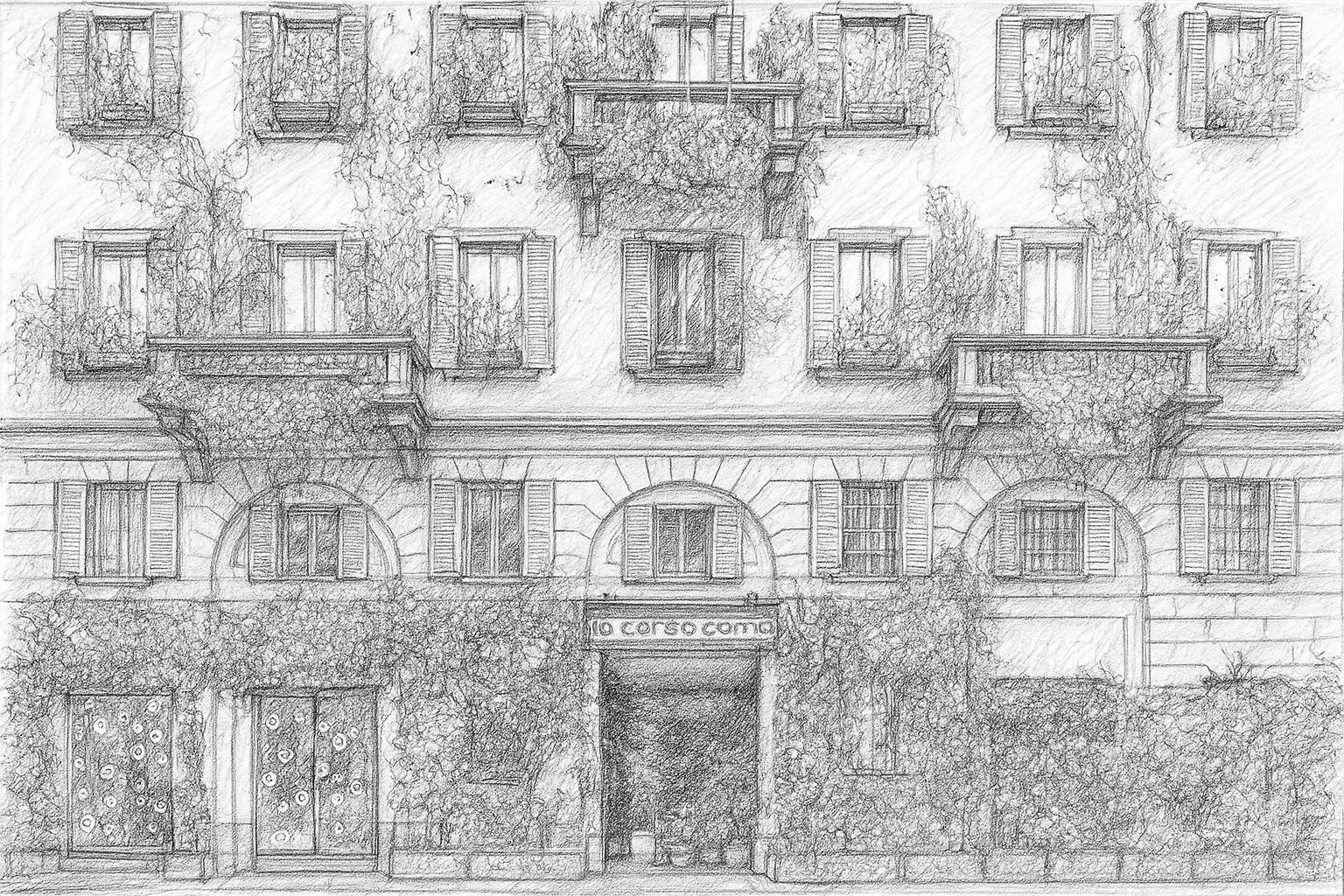 Detailed architectural drawing of 10 corso como garden cafe